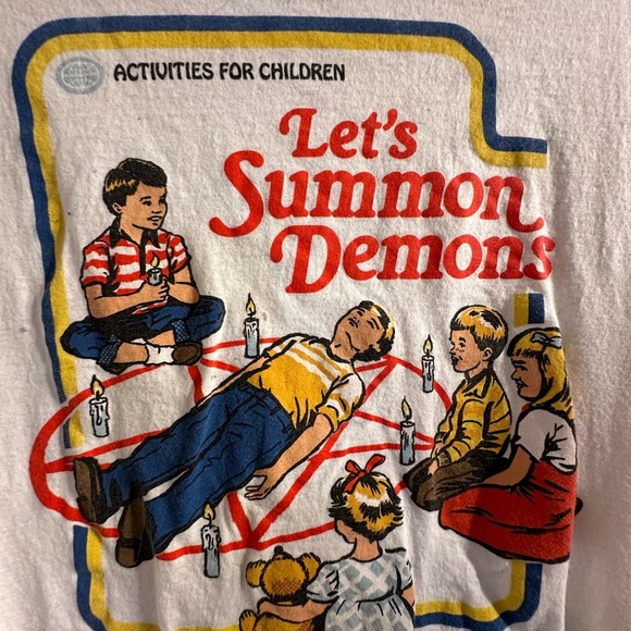 Let’s summon demons tee  Red Trim and Graphic Print - Picture 2 of 3